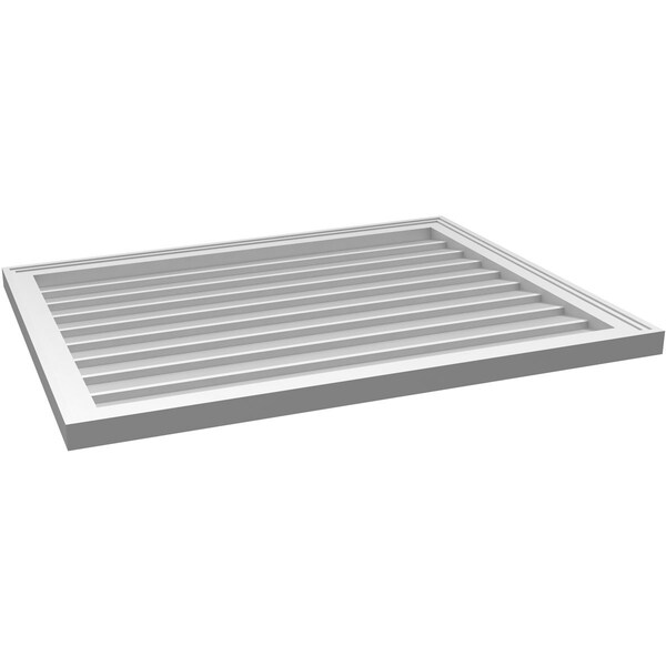 Ekena Millwork Vertical Surface Mount PVC Gable Vnt: Non-Functional, w/2"W x 1-1/2"H, Brickmould Frame, 36"W x 28"H - GVPVE36X2802SN