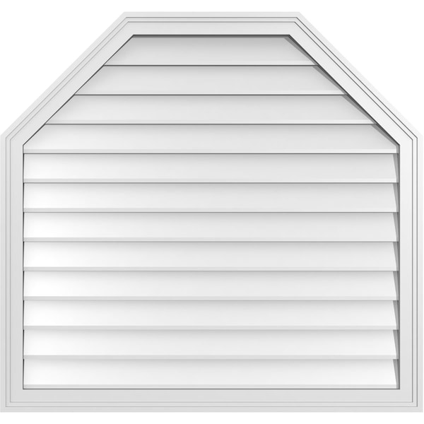 Ekena Millwork Octagonal Top Surface Mount PVC Gable Vent w/ 2"W x 1-1/2"P Brickmould Frame, 38"W x 36"H - GVPOT38X3602SN