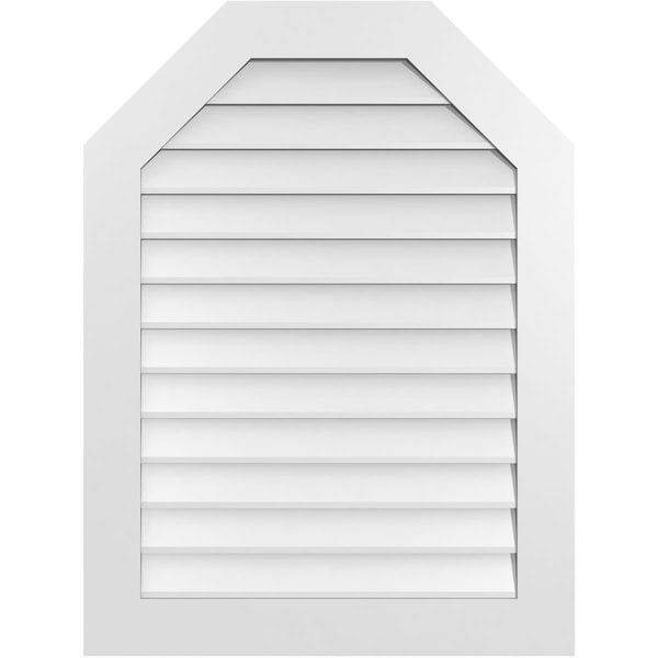 Ekena Millwork Octagonal Top Surface Mount PVC Gable Vent w/ 3-1/2"W x 1"P Standard Frame, 30"W x 40"H - GVPOT30X4001SN