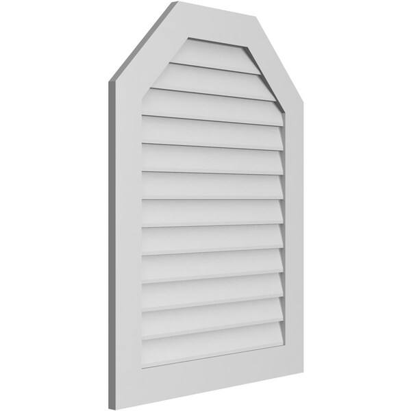 Ekena Millwork Octagonal Top Surface Mount PVC Gable Vent w/ 3-1/2"W x 1"P Standard Frame, 30"W x 40"H - GVPOT30X4001SN