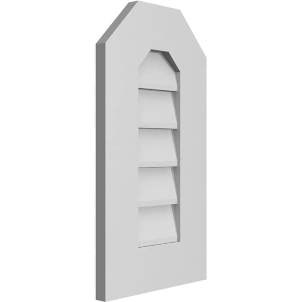 Ekena Millwork Octagonal Top Surface Mount PVC Gable Vent w/ 3-1/2"W x 1"P Standard Frame, 12"W x 22"H - GVPOT12X2201SN