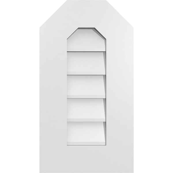 Ekena Millwork Octagonal Top Surface Mount PVC Gable Vent w/ 3-1/2"W x 1"P Standard Frame, 12"W x 22"H - GVPOT12X2201SN