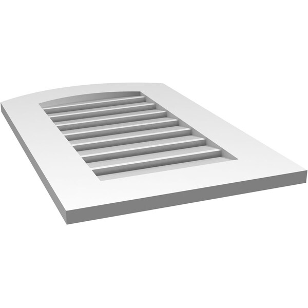 Ekena Millwork Arch Top Surface Mount PVC Gable Vent: Non-Functional, w/ 3-1/2"W x 1"P Standard Frame, 18"W x 26"H - GVPAR18X2601SN