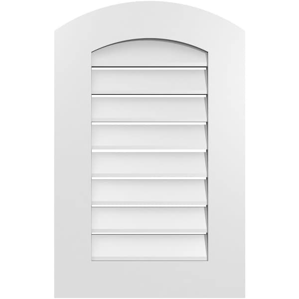 Ekena Millwork Arch Top Surface Mount PVC Gable Vent: Non-Functional, w/ 3-1/2"W x 1"P Standard Frame, 18"W x 26"H - GVPAR18X2601SN