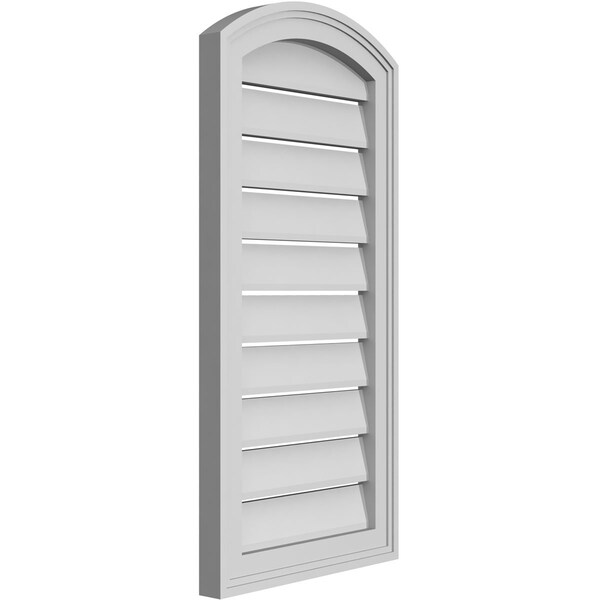 Ekena Millwork Arch Top Surface Mount PVC Gable Vent: Non-Functional, w/2"W x 1-1/2"P Brickmould Frame, 16"W x 30"H - GVPAR16X3002SN