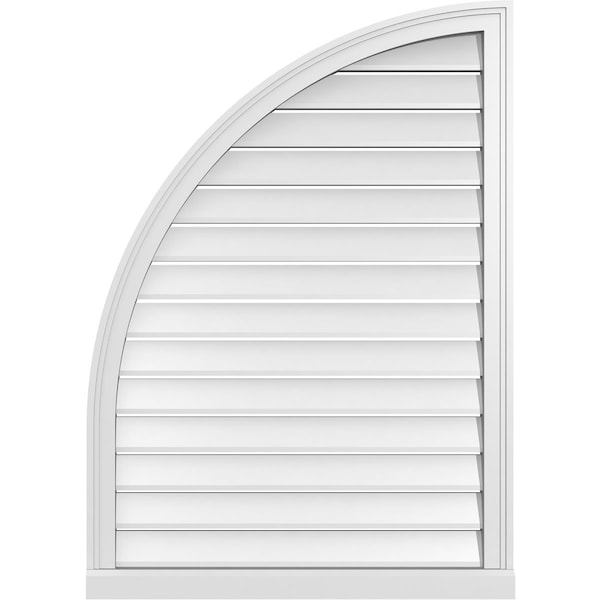 Ekena Millwork Quarter Round Top Left Surface Mount PVC Gable Vent w/ 2"W x 2"P Brickmould Sill Frame, 30"W x 42"H - GVPQL30X4203SF