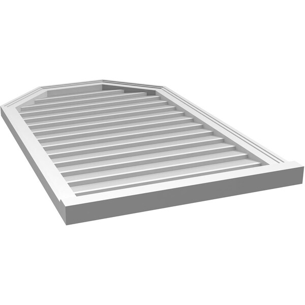 Ekena Millwork Octagonal Top Surface Mount PVC Gable Vent w/ 2"W x 2"P Brickmould Sill Frame, 26"W x 42"H - GVPOT26X4203SN
