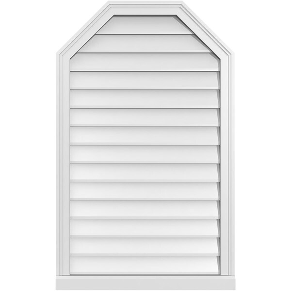 Ekena Millwork Octagonal Top Surface Mount PVC Gable Vent w/ 2"W x 2"P Brickmould Sill Frame, 26"W x 42"H - GVPOT26X4203SN