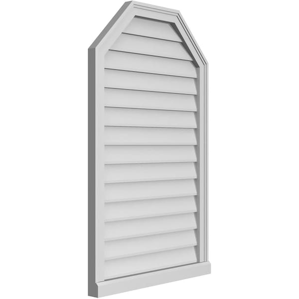 Ekena Millwork Octagonal Top Surface Mount PVC Gable Vent w/ 2"W x 2"P Brickmould Sill Frame, 26"W x 42"H - GVPOT26X4203SN