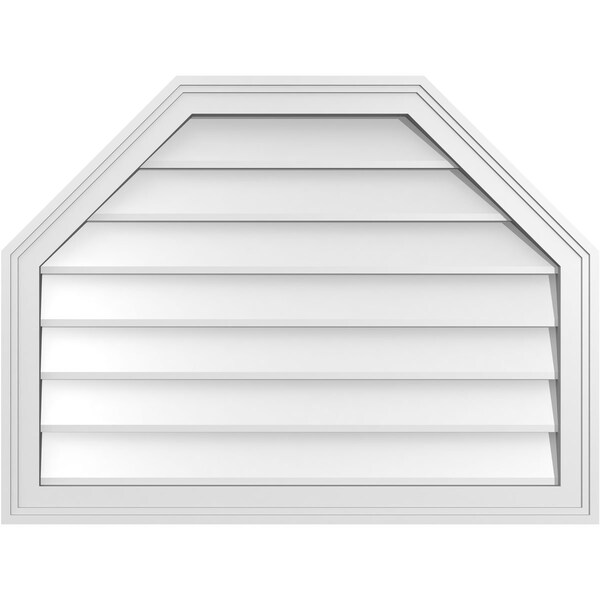 Ekena Millwork Octagonal Top Surface Mount PVC Gable Vent w/ 2"W x 1-1/2"P Brickmould Frame, 32"W x 24"H - GVPOT32X2402SN