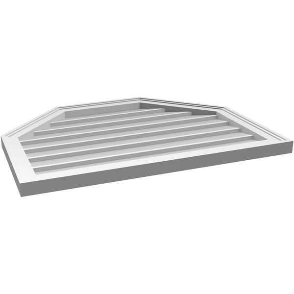 Ekena Millwork Octagonal Top Surface Mount PVC Gable Vent w/ 2"W x 1-1/2"P Brickmould Frame, 32"W x 24"H - GVPOT32X2402SN