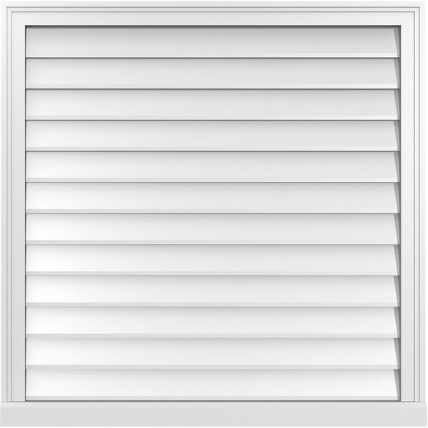 Ekena Millwork Vertical Surface Mount PVC Gable Vent w/ 2"W x 2"H , Brickmould Sill Frame, 36"W x 36"H - GVPVE36X3603SN