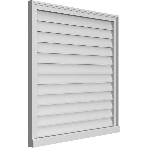 Ekena Millwork Vertical Surface Mount PVC Gable Vent w/ 2"W x 2"H , Brickmould Sill Frame, 36"W x 36"H - GVPVE36X3603SN