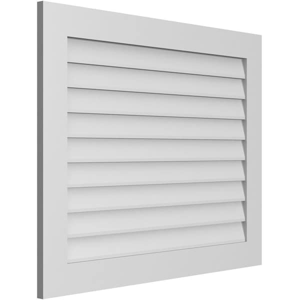 Ekena Millwork Vertical Surface Mount PVC Gable Vent: Non-Functional, w/3-1/2"W x 1"H, Standard Frame, 40"W x 32"H - GVPVE40X3201SN