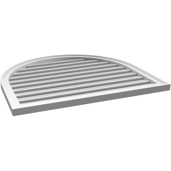 Ekena Millwork Round Top Surface Mount PVC Gable Vent: Functional, w/ 2"W x 1-1/2"P Brickmould Frame, 36"W x 32"H - GVPRT36X3202SF