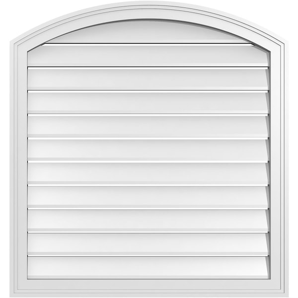 Ekena Millwork Arch Top Surface Mount PVC Gable Vent: Non-Functional, w/2"W x 1-1/2"P Brickmould Frame, 32"W x 32"H - GVPAR32X3202SN