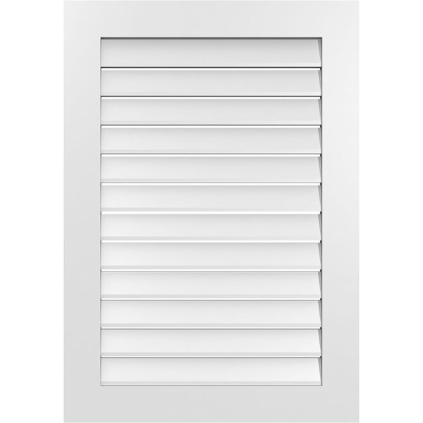 Ekena Millwork Vertical Surface Mount PVC Gable Vent: Functional, w/ 3-1/2"W x 1"P Standard Frame, 28"W x 40"H - GVPVE28X4001SF