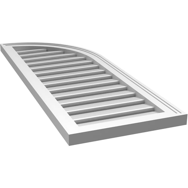 Ekena Millwork Quarter Round Top Right Surface Mount PVC Gable Vent w/ 2"W x 1-1/2"P Brickmould Frame, 16"W x 42"H - GVPQR16X4202SF