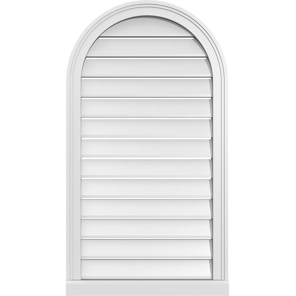 Ekena Millwork Round Top Surface Mount PVC Gable Vent: Functional, w/ 2"W x 2"P Brickmould Sill Frame, 22"W x 40"H - GVPRT22X4003SF