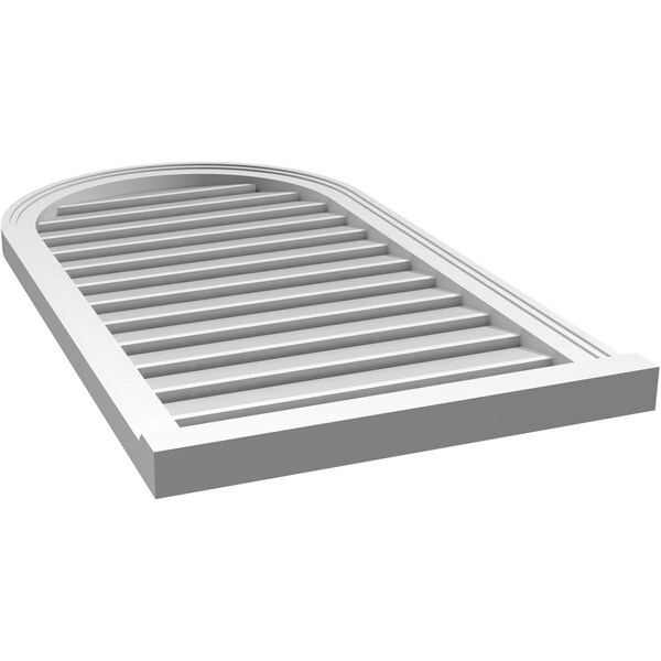 Ekena Millwork Round Top Surface Mount PVC Gable Vent: Functional, w/ 2"W x 2"P Brickmould Sill Frame, 22"W x 40"H - GVPRT22X4003SF