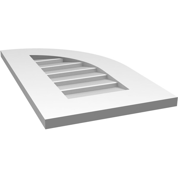 Ekena Millwork Quarter Round Top Right Surface Mount PVC Gable Vent w/ 3-1/2"W x 1"P Standard Frame, 14"W x 24"H - GVPQR14X2401SN
