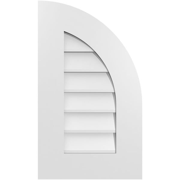 Ekena Millwork Quarter Round Top Right Surface Mount PVC Gable Vent w/ 3-1/2"W x 1"P Standard Frame, 14"W x 24"H - GVPQR14X2401SN
