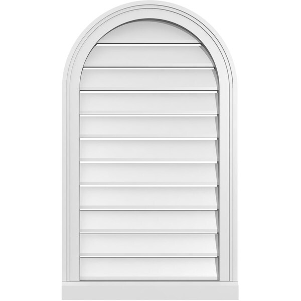 Ekena Millwork Round Top Surface Mount PVC Gable Vent: Functional, w/ 2"W x 2"P Brickmould Sill Frame, 20"W x 34"H - GVPRT20X3403SF