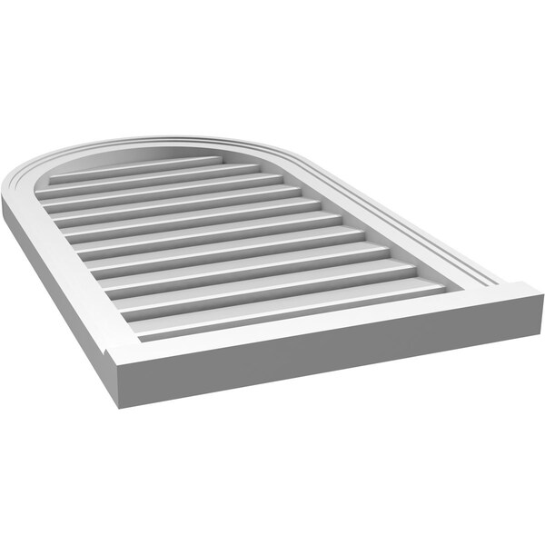 Ekena Millwork Round Top Surface Mount PVC Gable Vent: Functional, w/ 2"W x 2"P Brickmould Sill Frame, 20"W x 34"H - GVPRT20X3403SF
