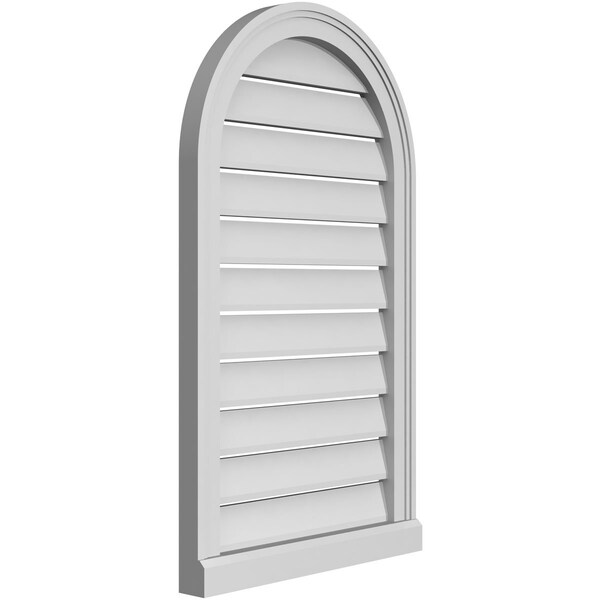 Ekena Millwork Round Top Surface Mount PVC Gable Vent: Functional, w/ 2"W x 2"P Brickmould Sill Frame, 20"W x 34"H - GVPRT20X3403SF