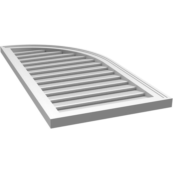 Ekena Millwork Quarter Round Top Right Surface Mount PVC Gable Vent w/ 2"W x 1-1/2"P Brickmould Frame, 20"W x 40"H - GVPQR20X4002SF