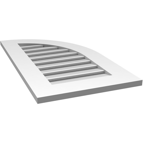 Ekena Millwork Quarter Round Top Right Surface Mount PVC Gable Vent w/ 3-1/2"W x 1"P Standard Frame, 18"W x 32"H - GVPQR18X3201SF
