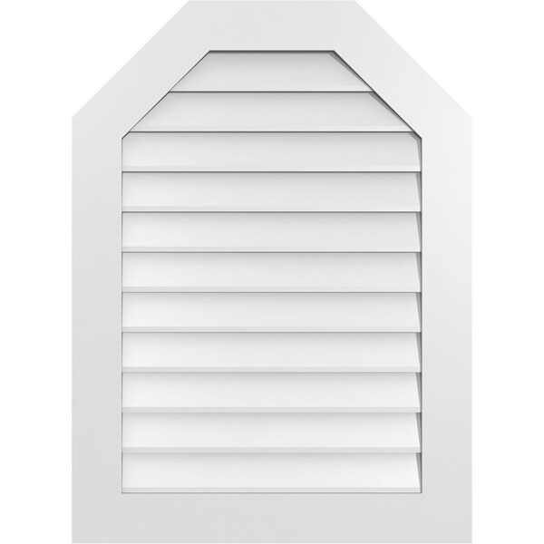 Ekena Millwork Octagonal Top Surface Mount PVC Gable Vent w/ 3-1/2"W x 1"P Standard Frame, 28"W x 38"H - GVPOT28X3801SN