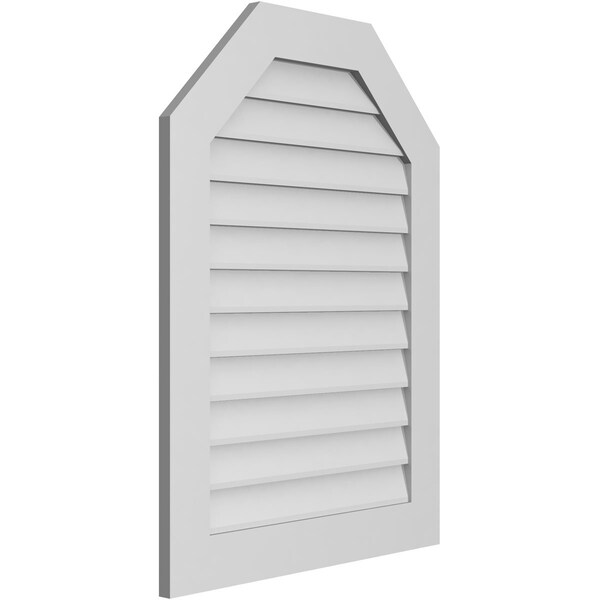 Ekena Millwork Octagonal Top Surface Mount PVC Gable Vent w/ 3-1/2"W x 1"P Standard Frame, 28"W x 38"H - GVPOT28X3801SN
