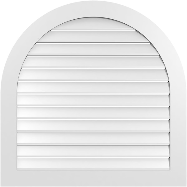 Ekena Millwork Round Top Surface Mount PVC Gable Vent: Functional, w/ 3-1/2"W x 1"P Standard Frame, 40"W x 40"H - GVPRT40X4001SF