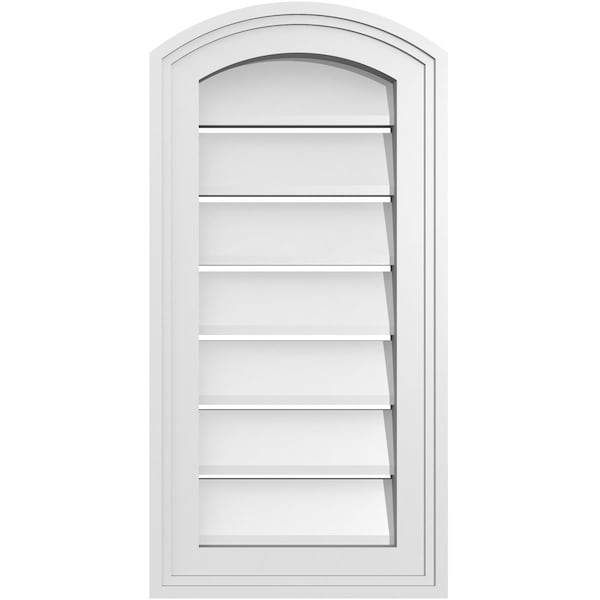 Ekena Millwork Arch Top Surface Mount PVC Gable Vent: Non-Functional, w/2"W x 1-1/2"P Brickmould Frame, 12"W x 22"H - GVPAR12X2202SN