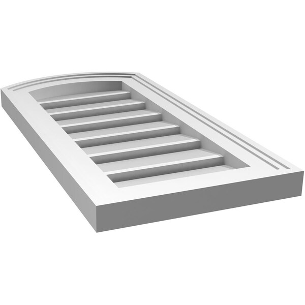 Ekena Millwork Arch Top Surface Mount PVC Gable Vent: Non-Functional, w/2"W x 1-1/2"P Brickmould Frame, 12"W x 22"H - GVPAR12X2202SN
