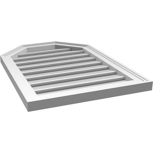Ekena Millwork Octagonal Top Surface Mount PVC Gable Vent w/ 2"W x 1-1/2"P Brickmould Frame, 20"W x 28"H - GVPOT20X2802SF