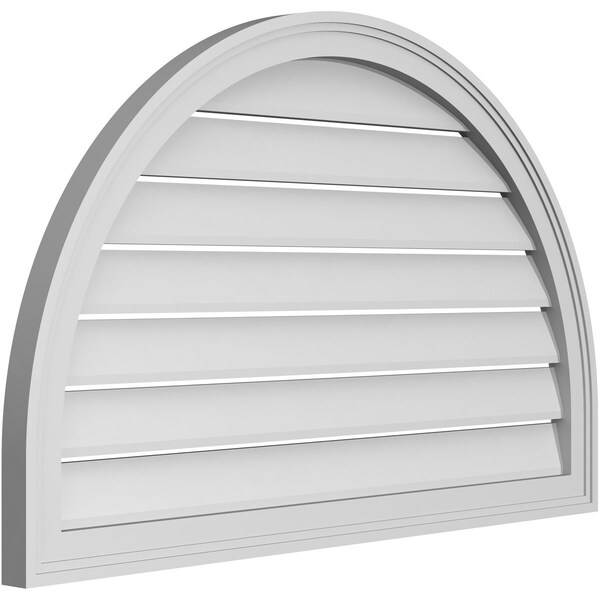 Ekena Millwork Round Top Surface Mount PVC Gable Vent: Functional, w/ 2"W x 1-1/2"P Brickmould Frame, 38"W x 24"H - GVPRT38X2402SF