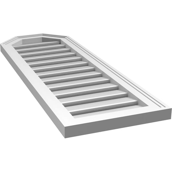 Ekena Millwork Octagonal Top Surface Mount PVC Gable Vent w/ 2"W x 1-1/2"P Brickmould Frame, 14"W x 40"H - GVPOT14X4002SF