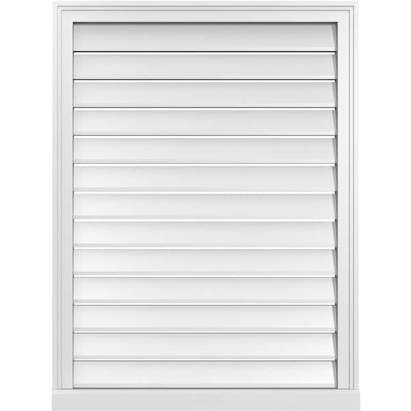 Ekena Millwork Vertical Surface Mount PVC Gable Vent: Functional, w/ 2"W x 2"P Brickmould Sill Frame, 30"W x 40"H - GVPVE30X4003SF