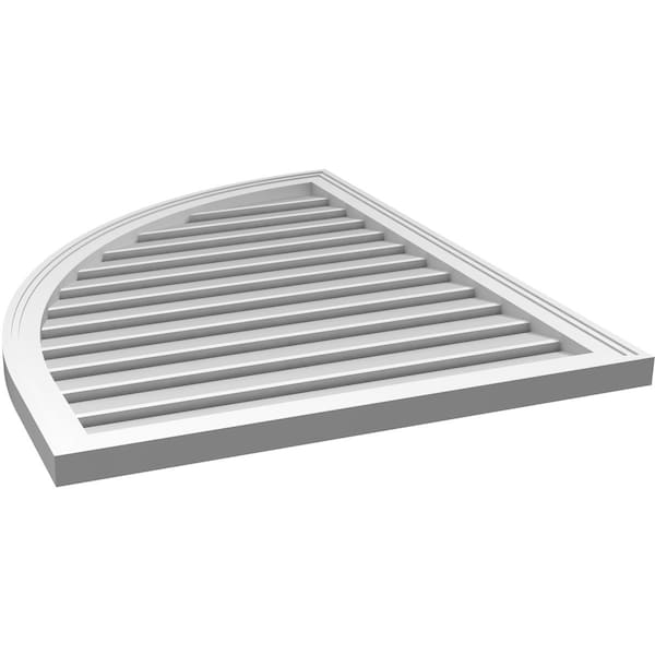 Ekena Millwork Quarter Round Top Left Surface Mount PVC Gable Vent w/ 2"W x 1-1/2"P Brickmould Frame, 30"W x 38"H - GVPQL30X3802SF