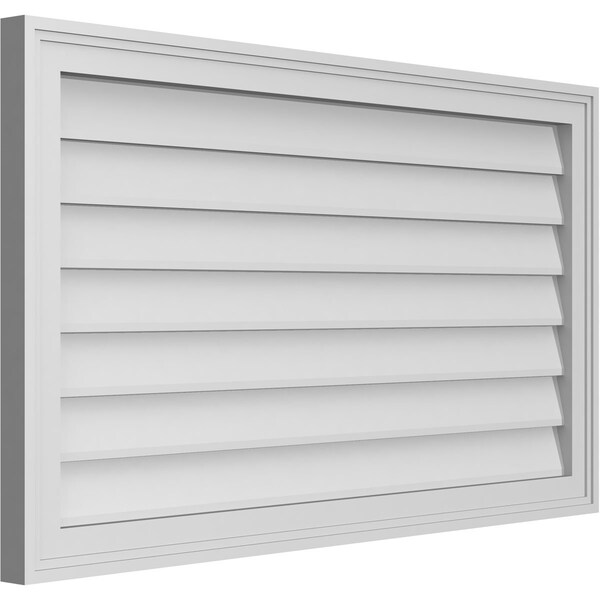 Ekena Millwork Vertical Surface Mount PVC Gable Vnt: Non-Functional, w/2"W x 1-1/2"H, Brickmould Frame, 38"W x 22"H - GVPVE38X2202SN