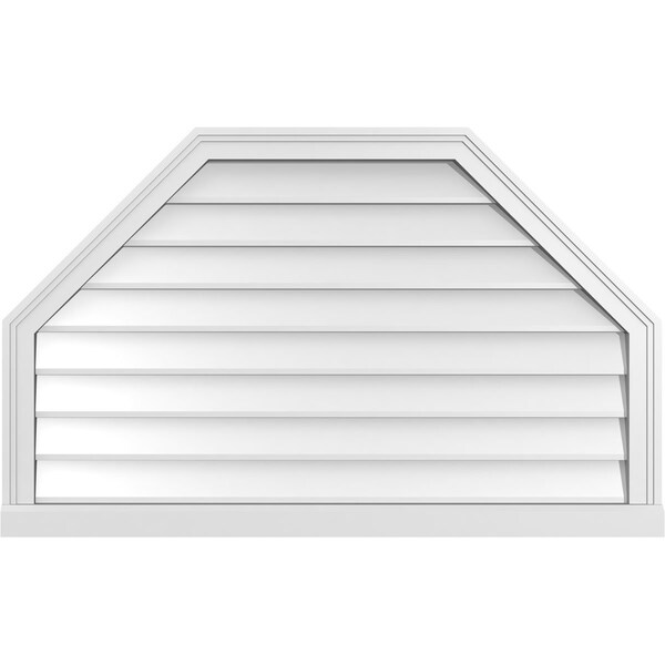 Ekena Millwork Octagonal Top Surface Mount PVC Gable Vent w/ 2"W x 2"P Brickmould Sill Frame, 42"W x 26"H - GVPOT42X2603SN