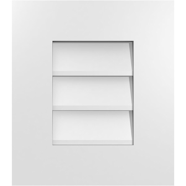Ekena Millwork Vertical Surface Mount PVC Gable Vent: Non-Functional, w/ 3-1/2"W x 1"P Standard Frame, 14"W x 16"H - GVPVE14X1601SN