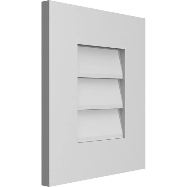Ekena Millwork Vertical Surface Mount PVC Gable Vent: Non-Functional, w/ 3-1/2"W x 1"P Standard Frame, 14"W x 16"H - GVPVE14X1601SN