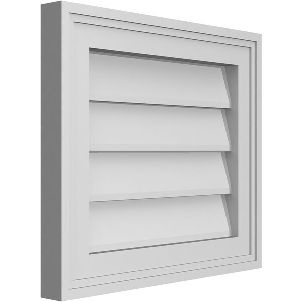 Ekena Millwork Vertical Surface Mount PVC Gable Vnt: Non-Functional, w/2"W x 1-1/2"H, Brickmould Frame, 16"W x 14"H - GVPVE16X1402SN