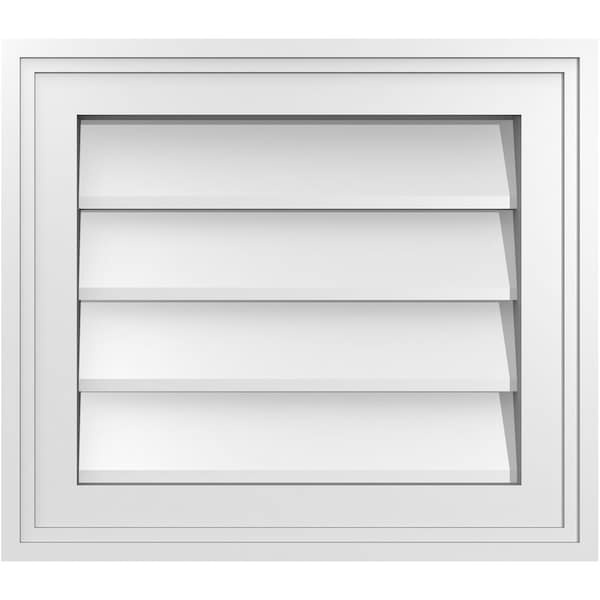 Ekena Millwork Vertical Surface Mount PVC Gable Vnt: Non-Functional, w/2"W x 1-1/2"H, Brickmould Frame, 16"W x 14"H - GVPVE16X1402SN