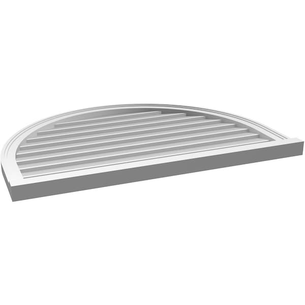 Ekena Millwork Round Top Surface Mount PVC Gable Vent w/ 2"W x 2"P Brickmould Sill Frame, 40"W x 28"H - GVPRT40X2803SN