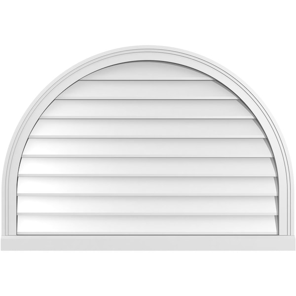 Ekena Millwork Round Top Surface Mount PVC Gable Vent w/ 2"W x 2"P Brickmould Sill Frame, 40"W x 28"H - GVPRT40X2803SN