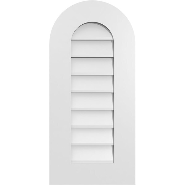 Ekena Millwork Round Top Surface Mount PVC Gable Vent: Non-Functional, w/ 3-1/2"W x 1"P Standard Frame, 14"W x 30"H - GVPRT14X3001SN